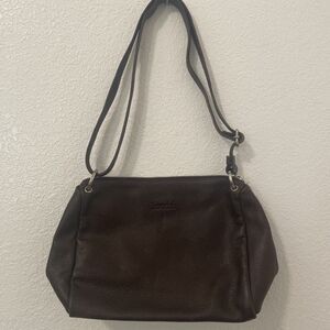 Franchi Vtg Leather Handbag Brown Shoulder Crossbody Purse Classic Preppy Bag